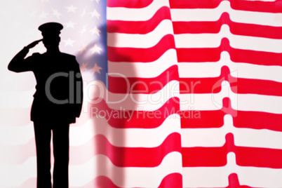 Composite image of solider silhouette