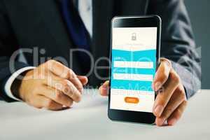 Composite image of businessman using smartphone