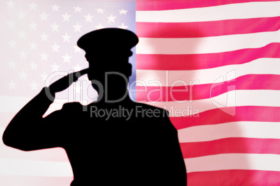Composite image of soldier silhouette