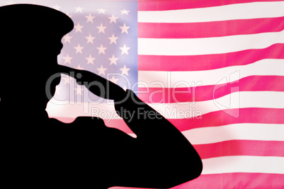 Composite image of soldier silhouette