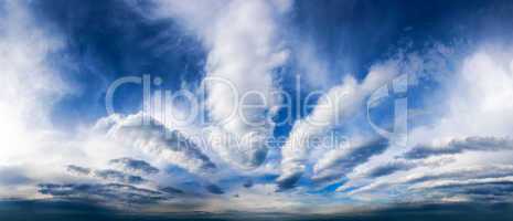 Sky panorama with fantastic clouds