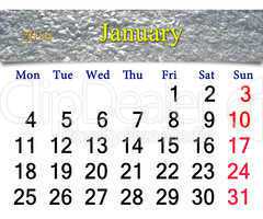 calendar for January 2016