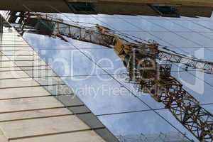 Reflection in windows of modern office building