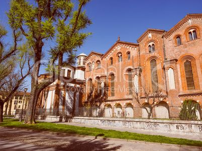 Retro look Sant Eustorgio church Milan