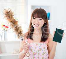 Woman cleaning house