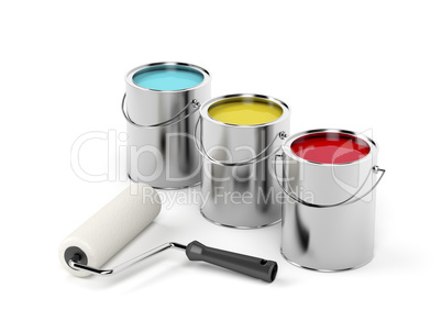 Paint roller and paint canisters