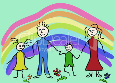 Family and rainbow