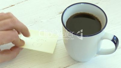cup of coffee with message