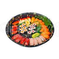 take away sushi express on plastic tray