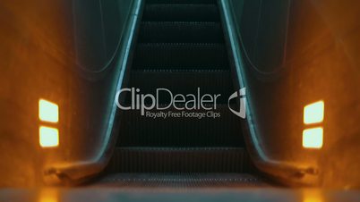 Illuminated escalator moving up