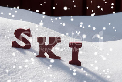 Ski On Snow With Snowflakes Christmas Season