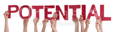 People Hands Holding Red Straight Word Potential