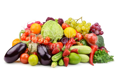 vegetables and fruits isolated on white background