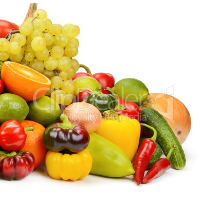 fruits and vegetables isolated on white background