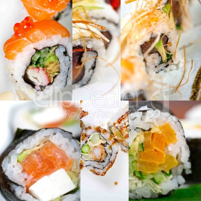 Japanese sushi collage