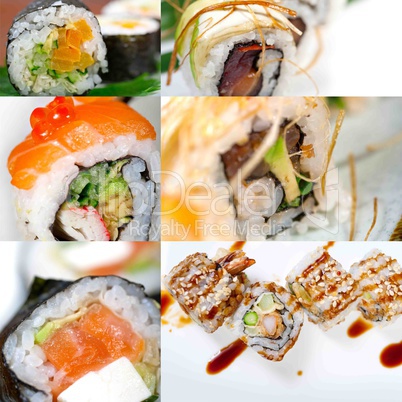 Japanese sushi collage