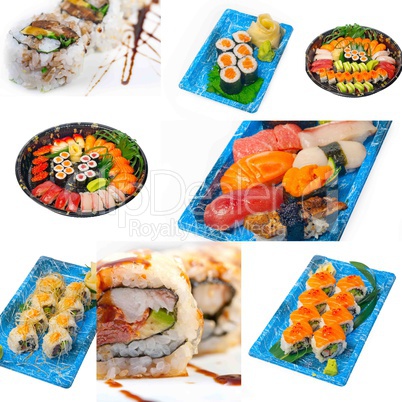 Japanese sushi collage