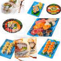 Japanese sushi collage