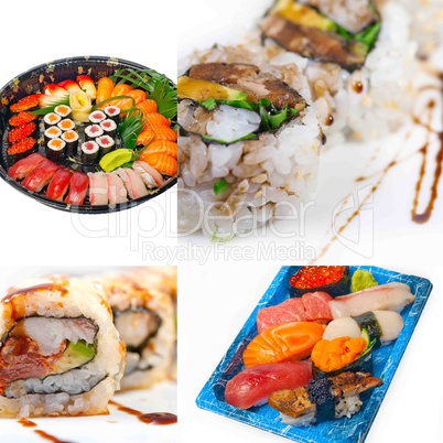 Japanese sushi collage