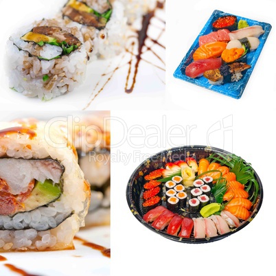 Japanese sushi collage