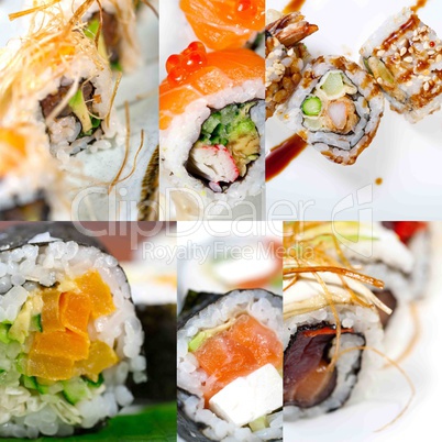 Japanese sushi collage