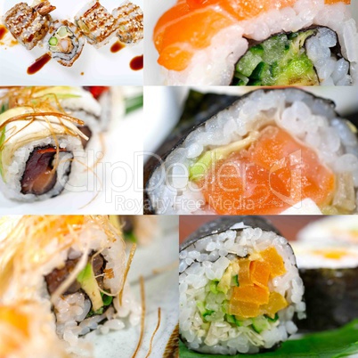 Japanese sushi collage