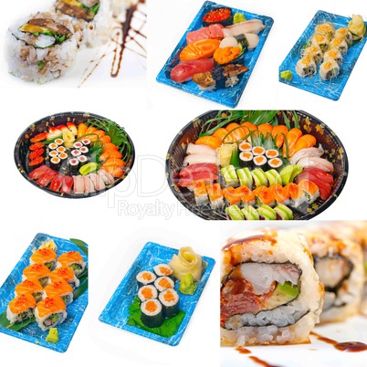 Japanese sushi collage