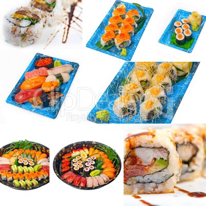 Japanese sushi collage