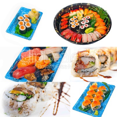 Japanese sushi collage