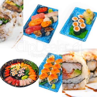 Japanese sushi collage