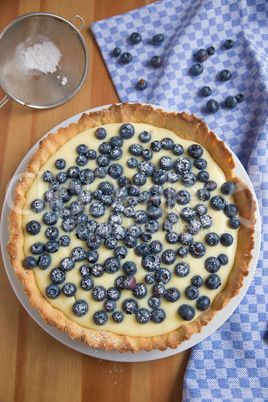 Vanilletarte mit Blaubeeren