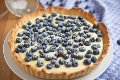 Vanilletarte mit Blaubeeren