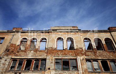 Facade of old destroyed house