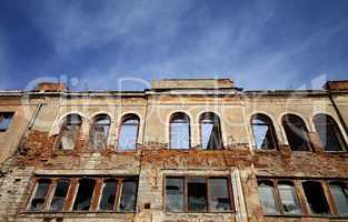 Facade of old destroyed house