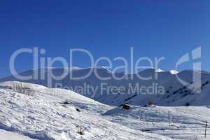 Off-piste slope in early morning