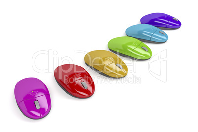 Colorful computer mouses