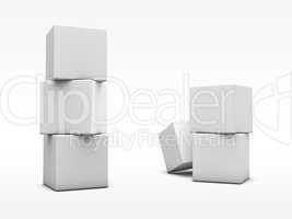 Stack of white cubes on the background.