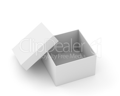 Open box with cap isolated on white background