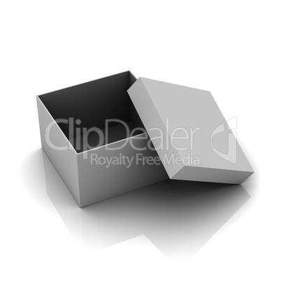 Open box with cap isolated on white background.