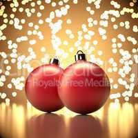 Christmas balls on abstract gold background