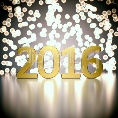 Gold 2016 digits on abstract lights background