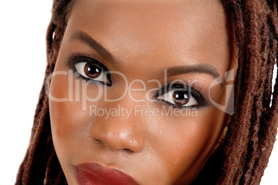Closeup of African woman's eye's and face.
