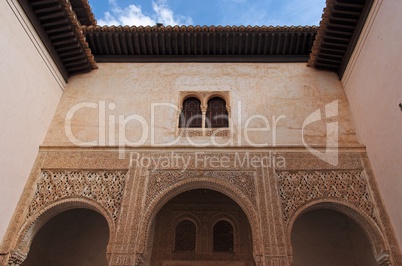Courtyard in Alhambra palace in Granada, Spain