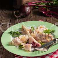 piquant pierogi with Beetroot and cheese filling