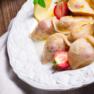 pierogi with strawberries