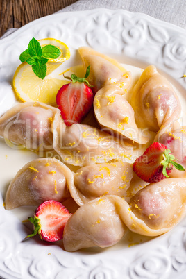 pierogi with strawberries