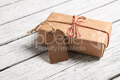 Gift box with blank gift tag