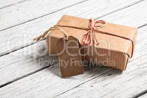 Gift box with blank gift tag