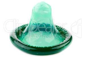 green condom on white background (Isolated)