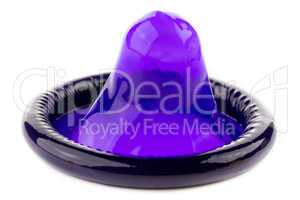 purple condom on white background (Isolated)